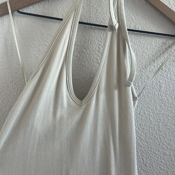 Old Navy RIbbed Halter V Neck in Wishbone Side Slits Midi Small - Picture 4 of 9